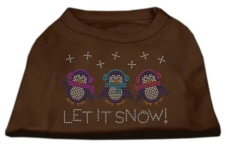 Let It Snow Penguins Rhinestone Shirt Brown Med Default Title