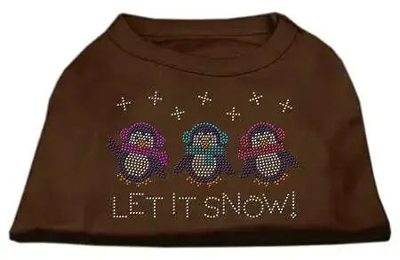 Let-It-Snow-Penguins-Rhinestone-Shirt-Brown-Sm-GreatEagleInc-318801582