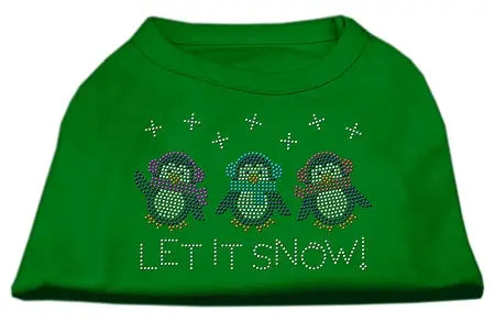 Let It Snow Penguins Rhinestone Shirt Emerald Green Xl Default Title