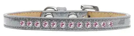 Light-Pink-Crystal-Size-16-Silver-Puppy-Ice-Cream-Collar-GreatEagleInc-319623936