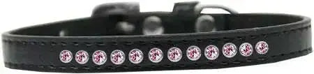 Light-Pink-Crystal-Size-8-Black-Puppy-Collar-GreatEagleInc-333854660