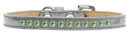 Lime-Green-Crystal-Size-12-Silver-Puppy-Ice-Cream-Collar-GreatEagleInc-319617915