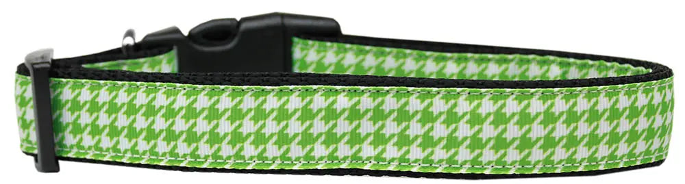 Lime Green Houndstooth Nylon Dog Collar Medium Narrow Default Title