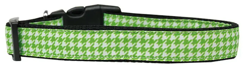 Lime-Green-Houndstooth-Nylon-Dog-Collar-Medium-Narrow-GreatEagleInc-320012486
