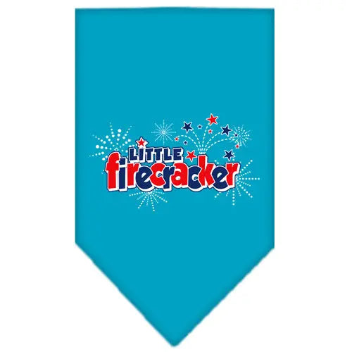 Little Firecracker Screen Print Bandana Turquoise Large Default Title