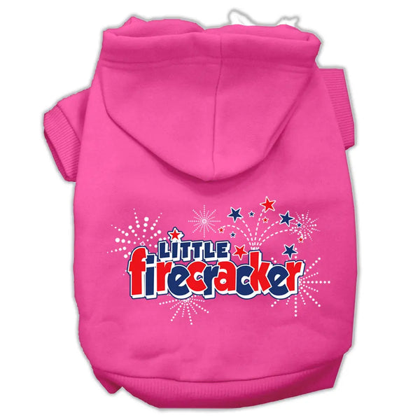 Little Firecracker Screen Print Pet Hoodies Bright Pink Size Xxl Default Title