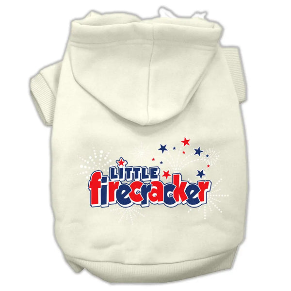 Little Firecracker Screen Print Pet Hoodies Cream Size L Default Title