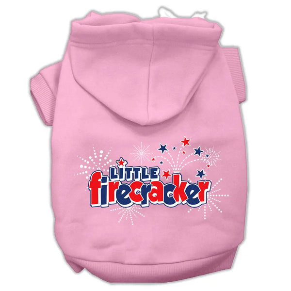 Little Firecracker Screen Print Pet Hoodies Light Pink Size Xl Default Title