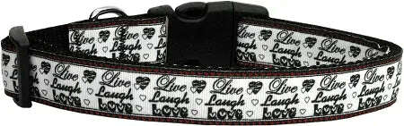 Live-Laugh-And-Love-Nylon-Dog-Collar-Medium-Narrow-GreatEagleInc-318521733