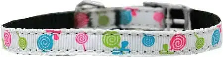 Lollipops-Nylon-Dog-Collar-With-Classic-Buckle-3-8_-White-Size-8-GreatEagleInc-333772943