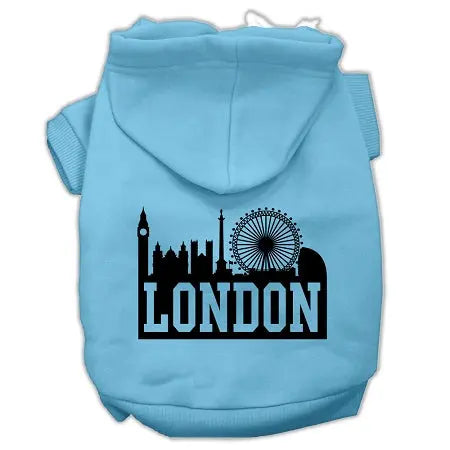 London Skyline Screen Print Pet Hoodies Baby Blue Size Sm Default Title