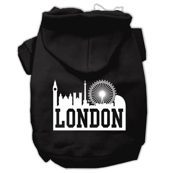 London Skyline Screen Print Pet Hoodies Black Size Med Default Title