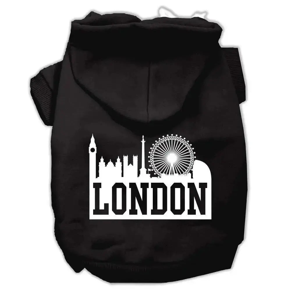 London-Skyline-Screen-Print-Pet-Hoodies-Black-Size-Sm-GreatEagleInc-319669878