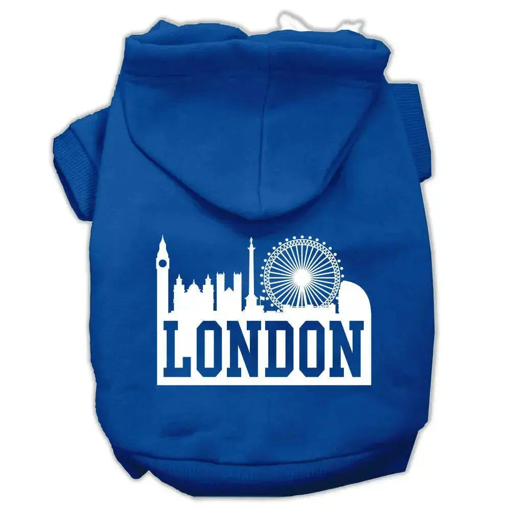 London-Skyline-Screen-Print-Pet-Hoodies-Blue-Size-Lg-GreatEagleInc-319671529