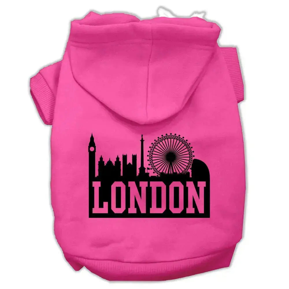 London-Skyline-Screen-Print-Pet-Hoodies-Bright-Pink-Size-Sm-GreatEagleInc-319669615