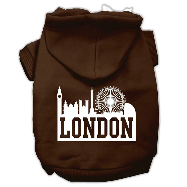 London Skyline Screen Print Pet Hoodies Brown Size Xl Default Title