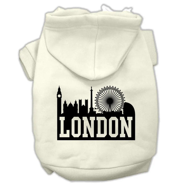 London Skyline Screen Print Pet Hoodies Cream Size Xl Default Title
