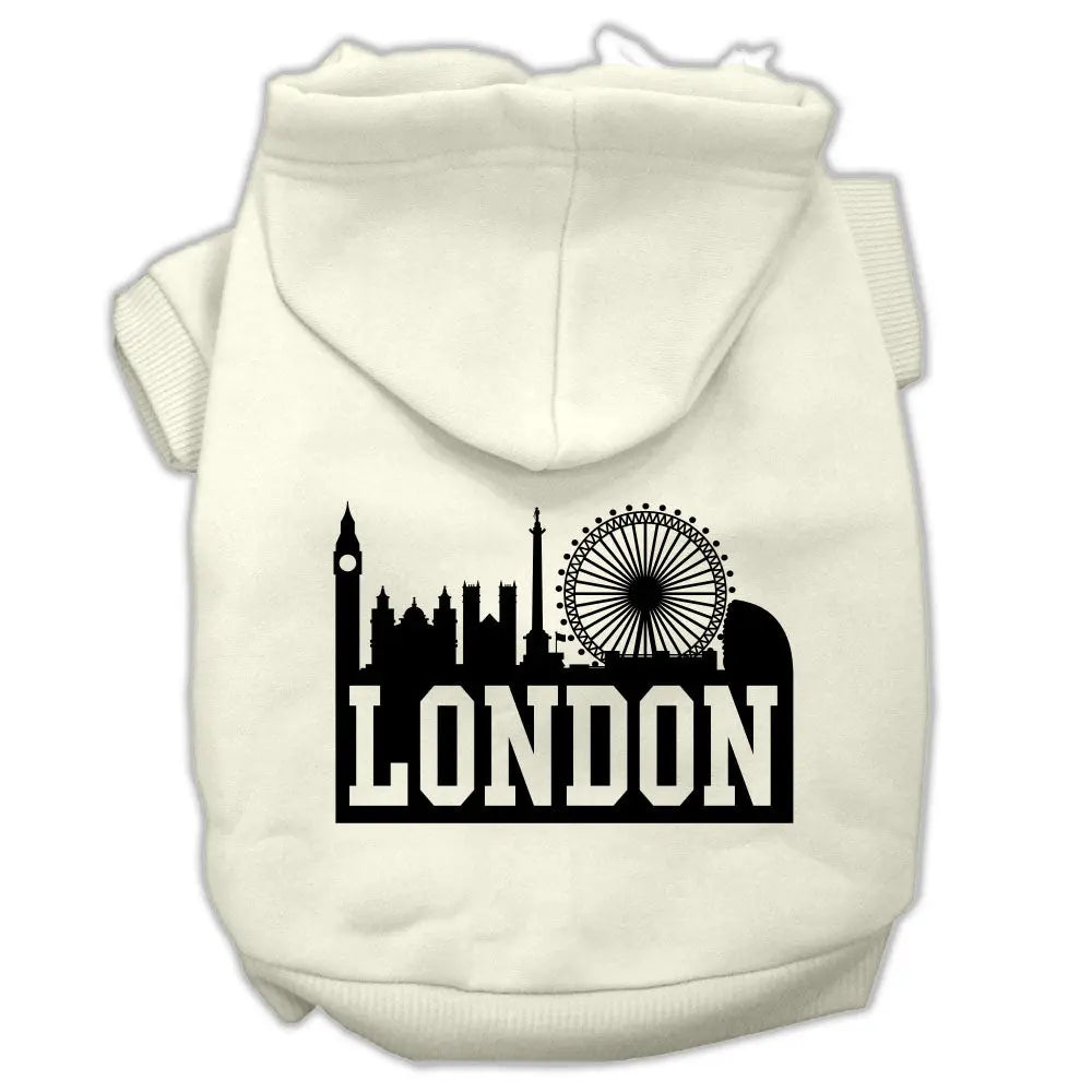 London Skyline Screen Print Pet Hoodies Cream Size Xs Default Title