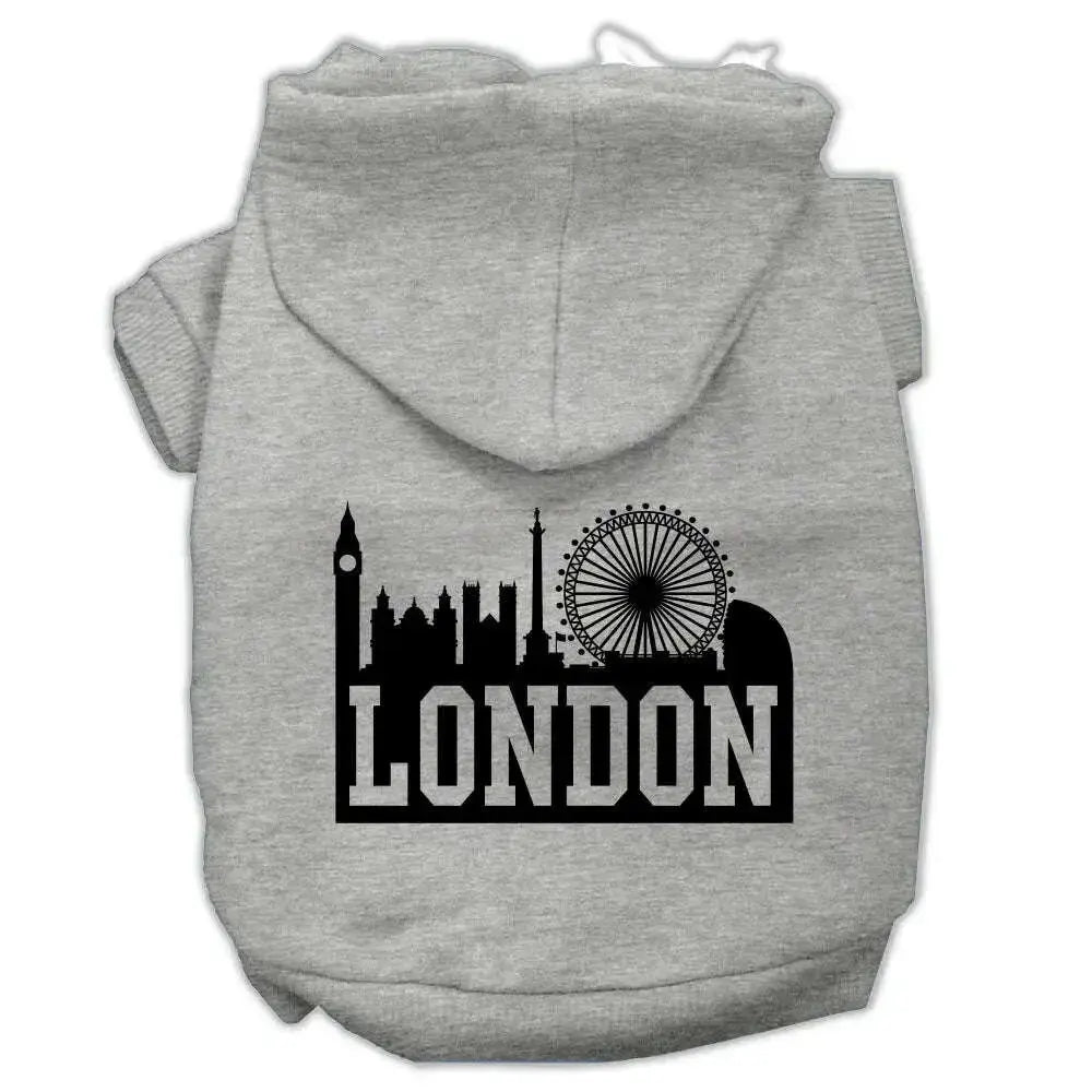 London-Skyline-Screen-Print-Pet-Hoodies-Grey-Size-Lg-GreatEagleInc-319671236