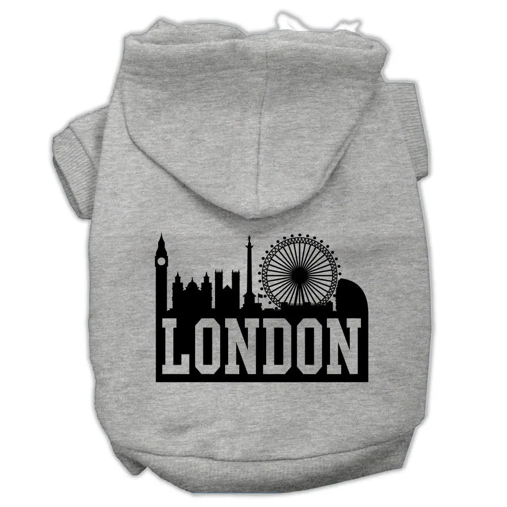 London Skyline Screen Print Pet Hoodies Grey Size Xl Default Title