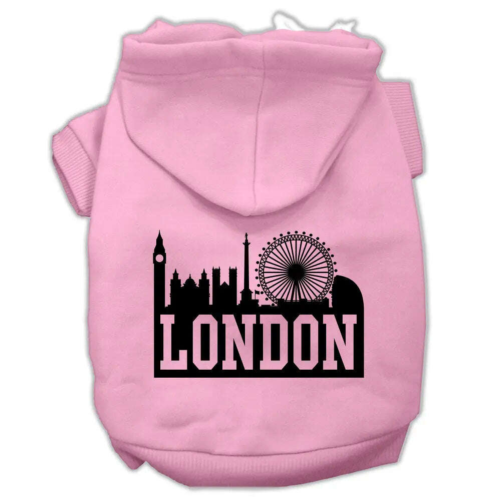 London-Skyline-Screen-Print-Pet-Hoodies-Light-Pink-Size-Lg-GreatEagleInc-318636723