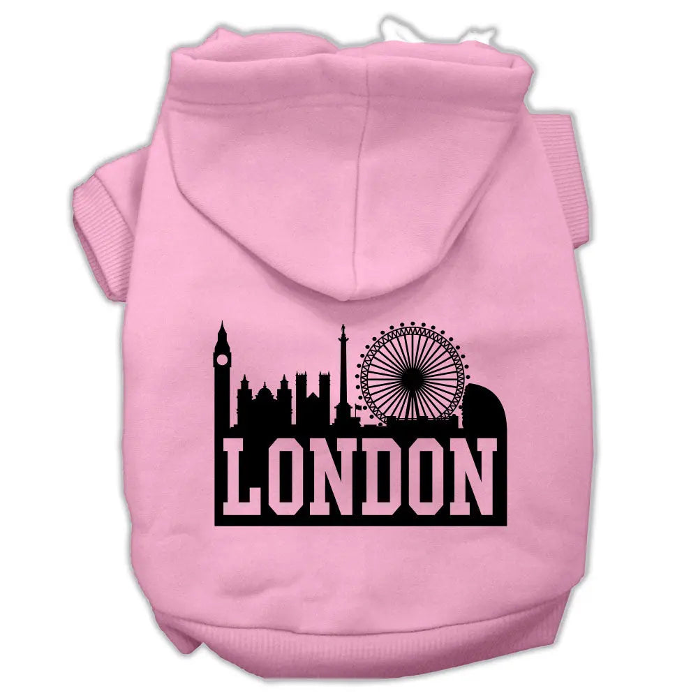 London Skyline Screen Print Pet Hoodies Light Pink Size Med Default Title