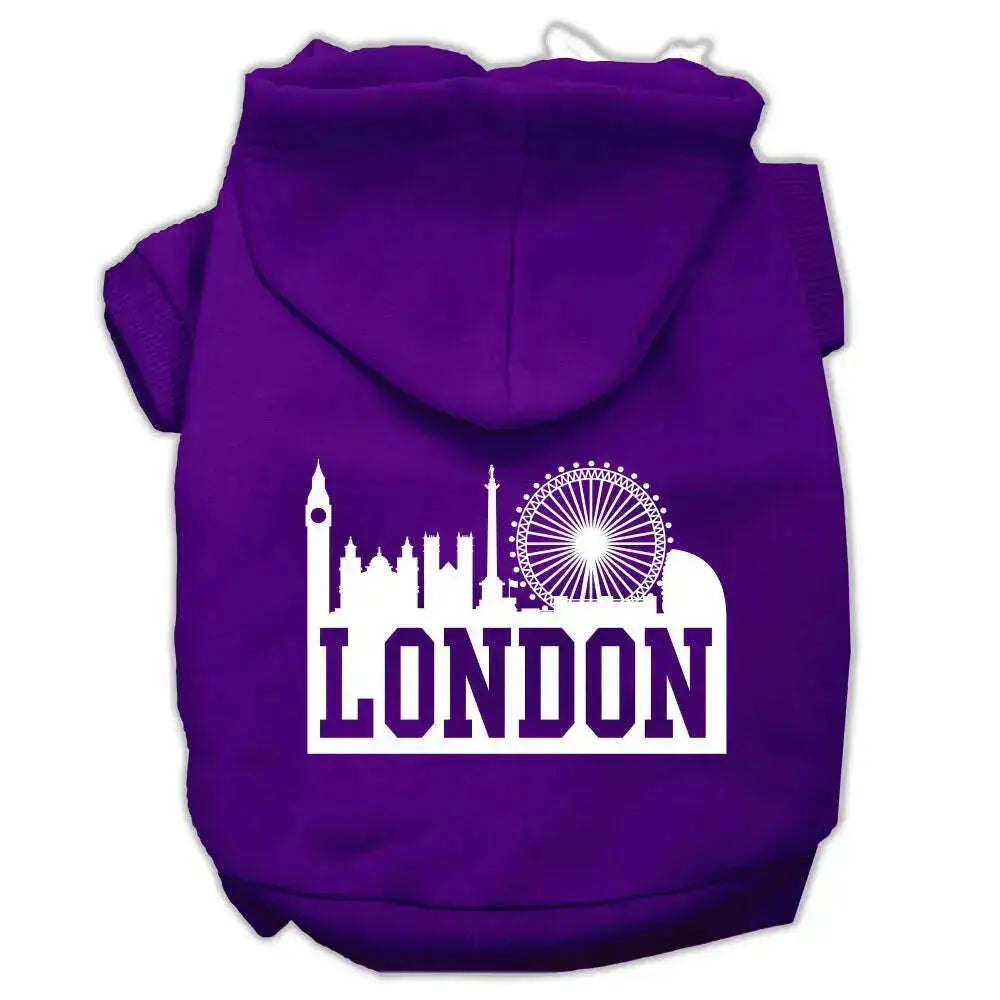 London-Skyline-Screen-Print-Pet-Hoodies-Purple-Size-Med-GreatEagleInc-319670179