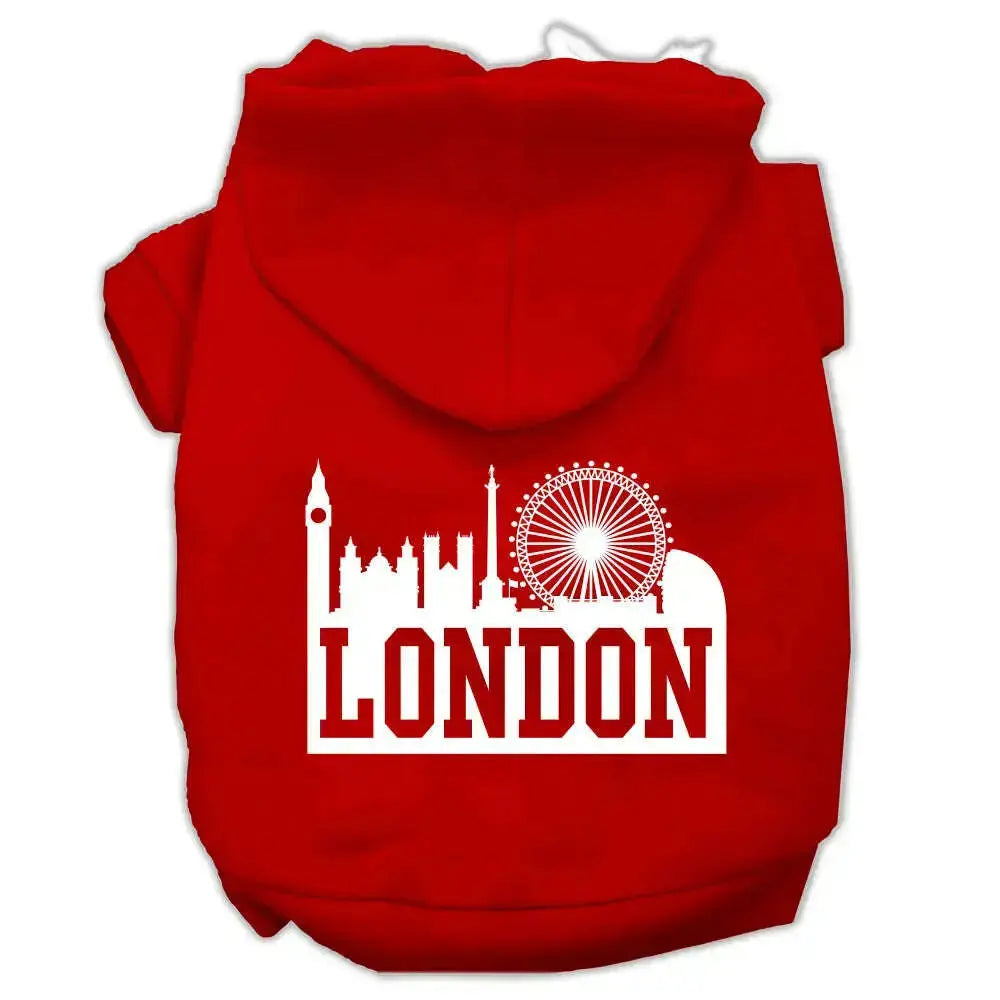 London-Skyline-Screen-Print-Pet-Hoodies-Red-Size-Lg-GreatEagleInc-319671024