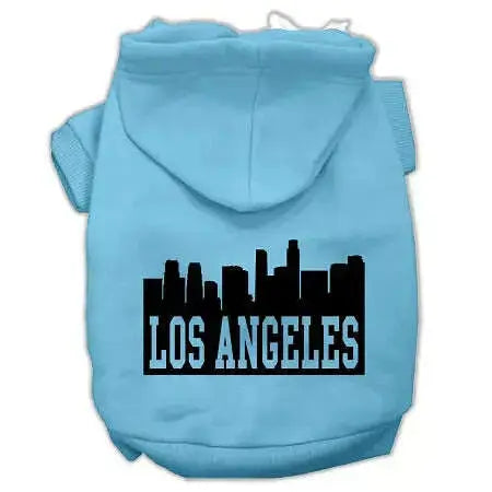 Los-Angeles-Skyline-Screen-Print-Pet-Hoodies-Baby-Blue-Size-Sm-GreatEagleInc-319664257