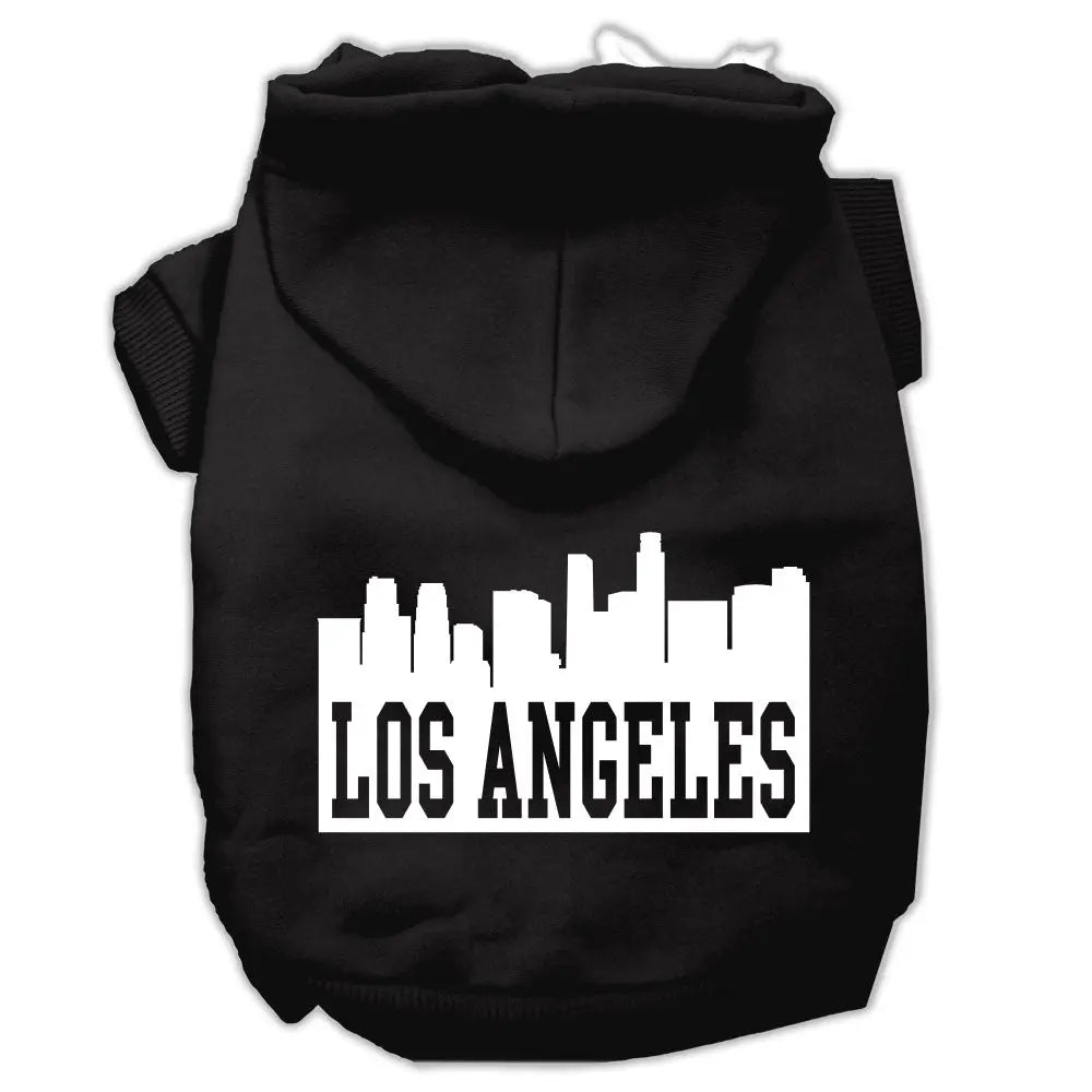 Los Angeles Skyline Screen Print Pet Hoodies Black Size Med Default Title