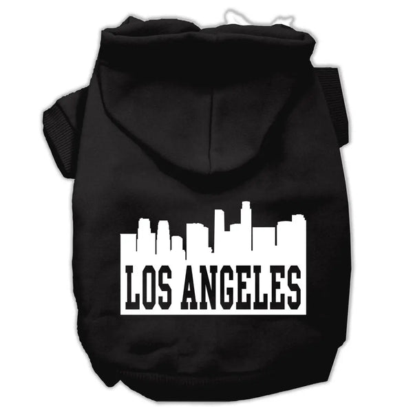 Los Angeles Skyline Screen Print Pet Hoodies Black Size Med Default Title