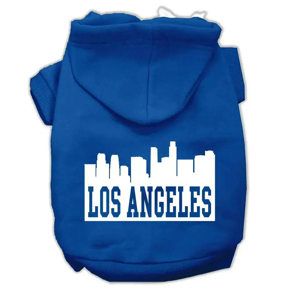 Los-Angeles-Skyline-Screen-Print-Pet-Hoodies-Blue-Size-Lg-GreatEagleInc-319665688