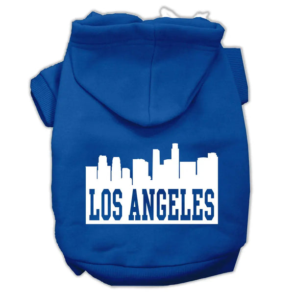 Los Angeles Skyline Screen Print Pet Hoodies Blue Size Lg Default Title
