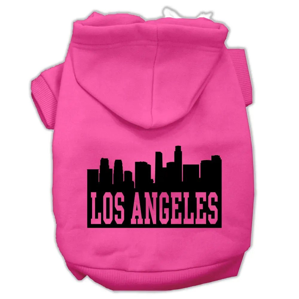 Los Angeles Skyline Screen Print Pet Hoodies Bright Pink Size Sm Default Title