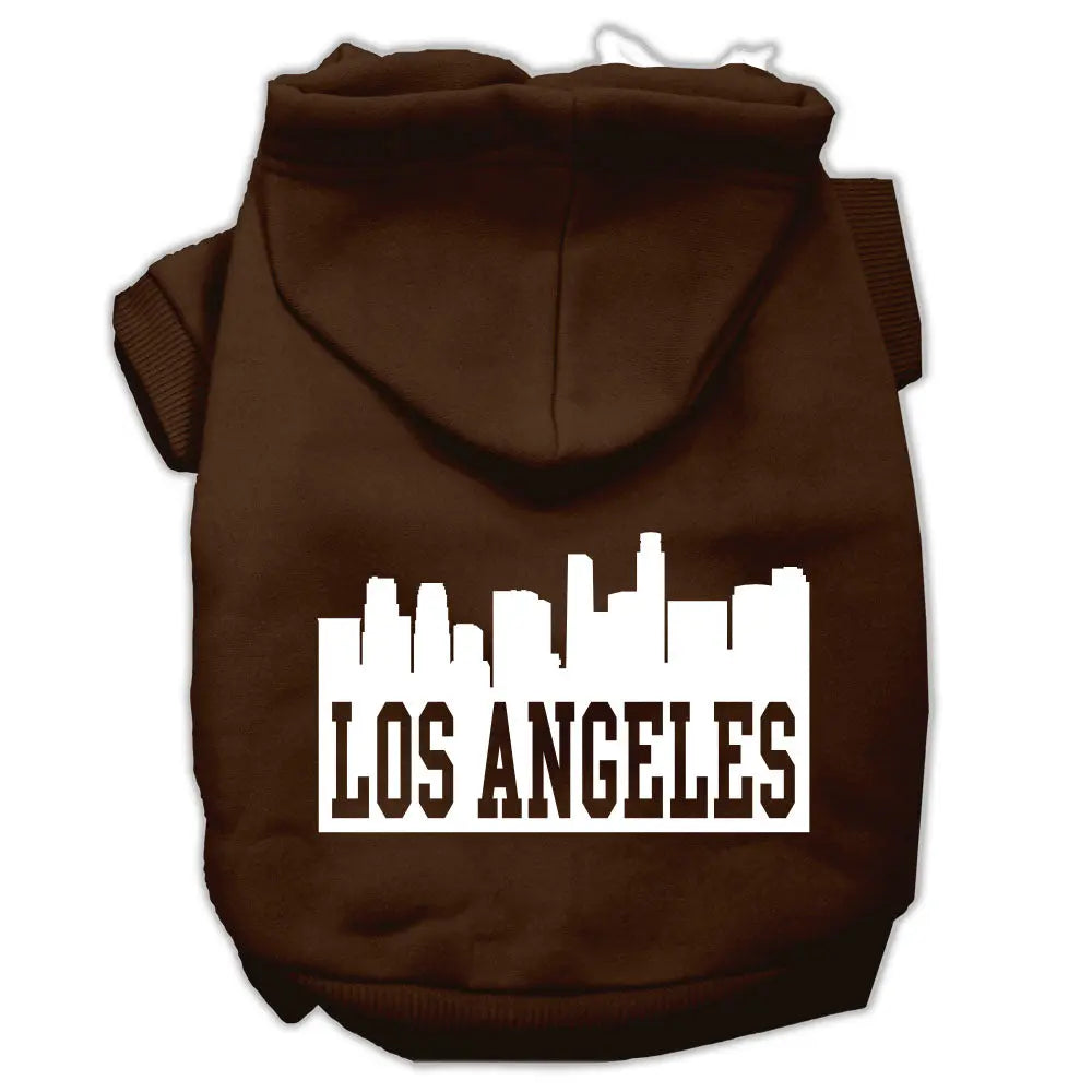 Los Angeles Skyline Screen Print Pet Hoodies Brown Size Lg Default Title