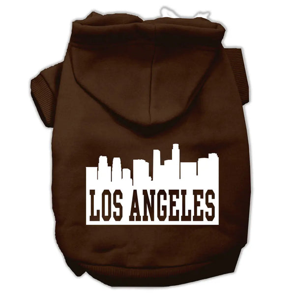 Los Angeles Skyline Screen Print Pet Hoodies Brown Size Xxl Default Title