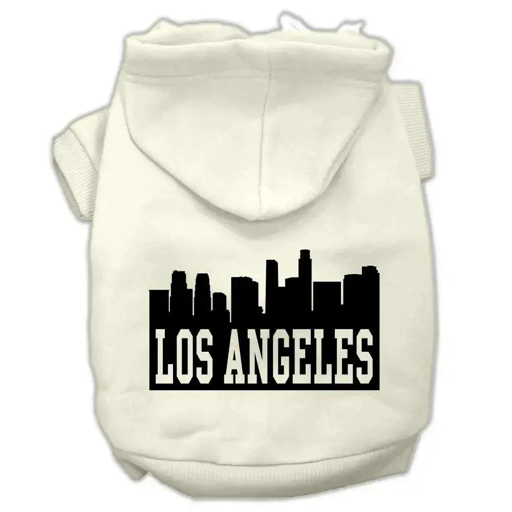 Los-Angeles-Skyline-Screen-Print-Pet-Hoodies-Cream-Size-Med-GreatEagleInc-319664451