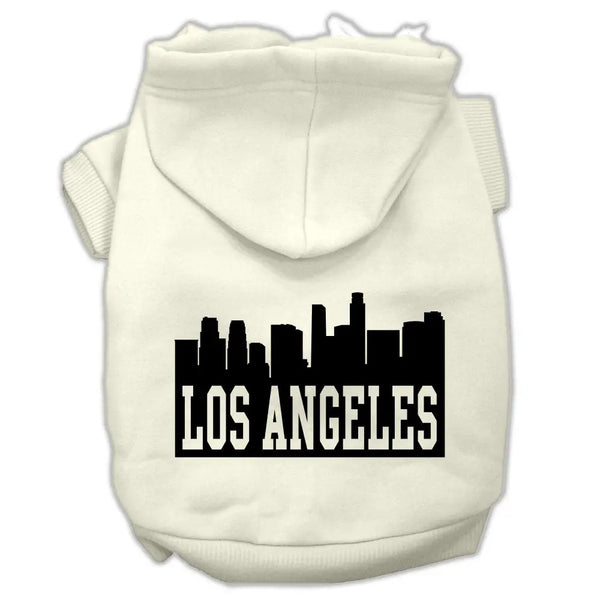 Los Angeles Skyline Screen Print Pet Hoodies Cream Size Xs Default Title