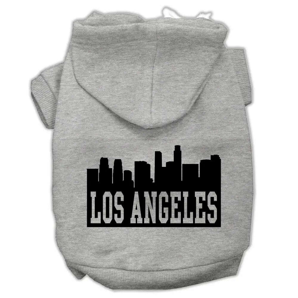 Los-Angeles-Skyline-Screen-Print-Pet-Hoodies-Grey-Size-Lg-GreatEagleInc-319665331