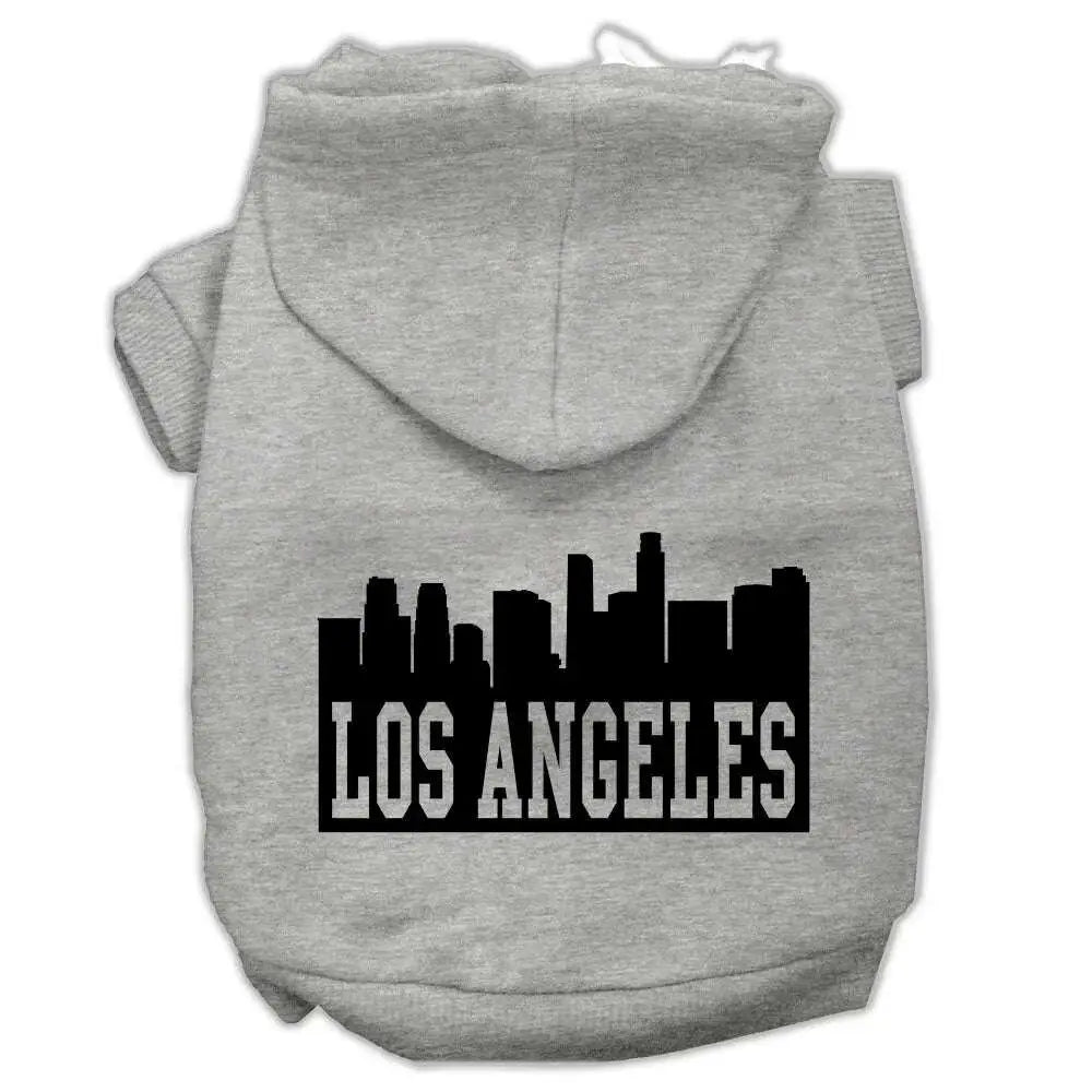 Los-Angeles-Skyline-Screen-Print-Pet-Hoodies-Grey-Size-Lg-GreatEagleInc-319665331