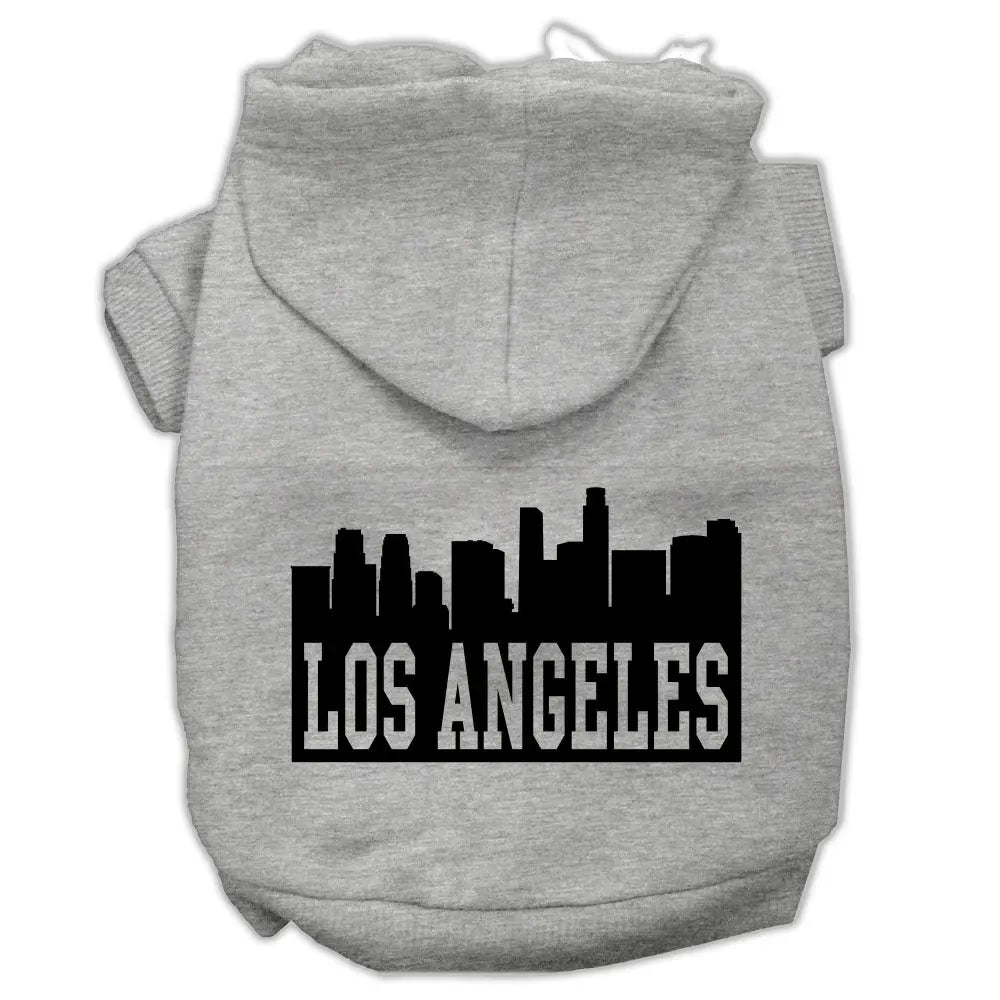 Los Angeles Skyline Screen Print Pet Hoodies Grey Size Med Default Title