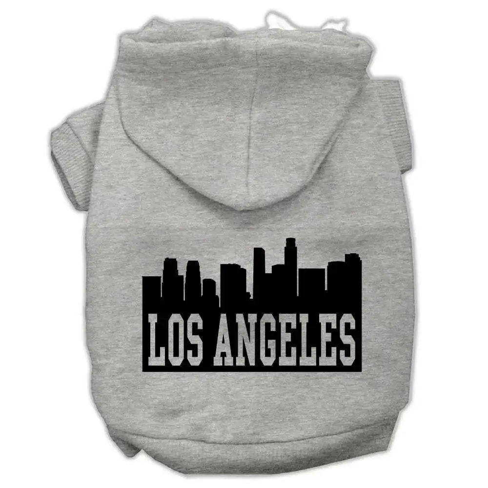 Los-Angeles-Skyline-Screen-Print-Pet-Hoodies-Grey-Size-Sm-GreatEagleInc-319663614