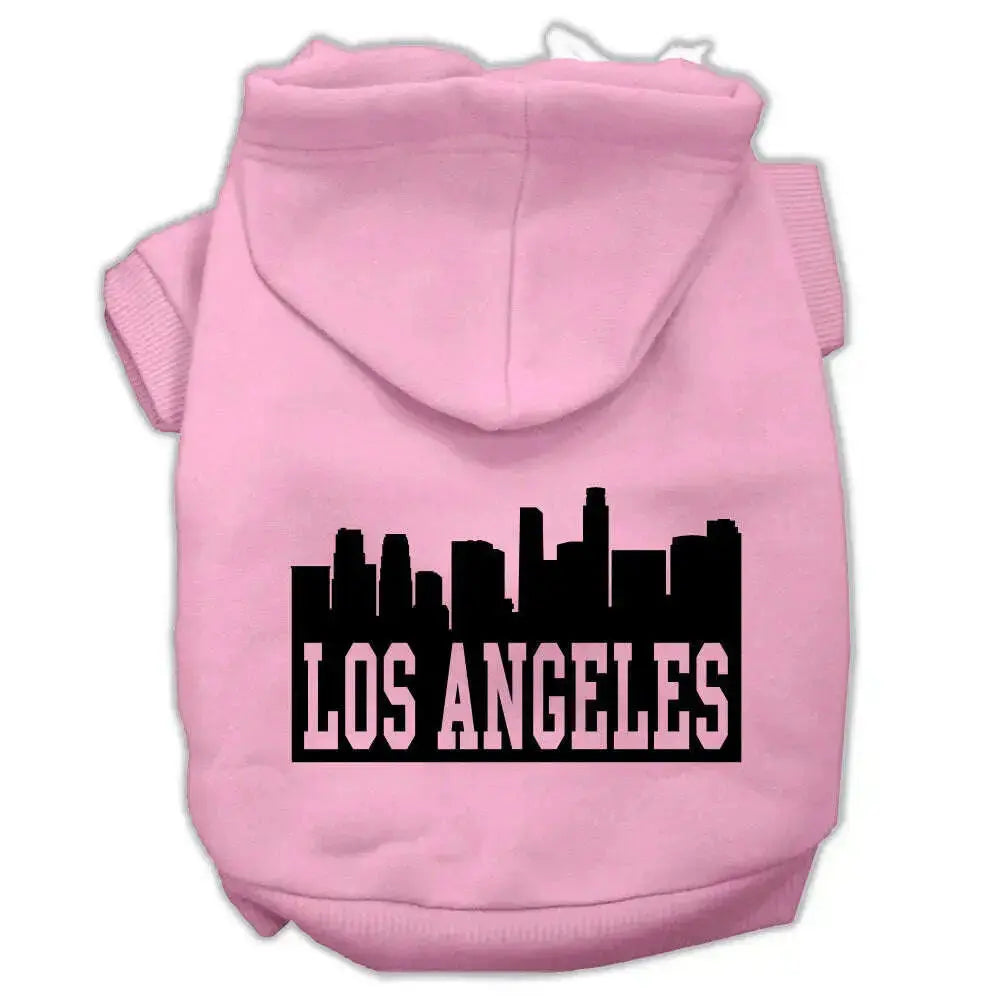 Los-Angeles-Skyline-Screen-Print-Pet-Hoodies-Light-Pink-Size-Lg-GreatEagleInc-319665281
