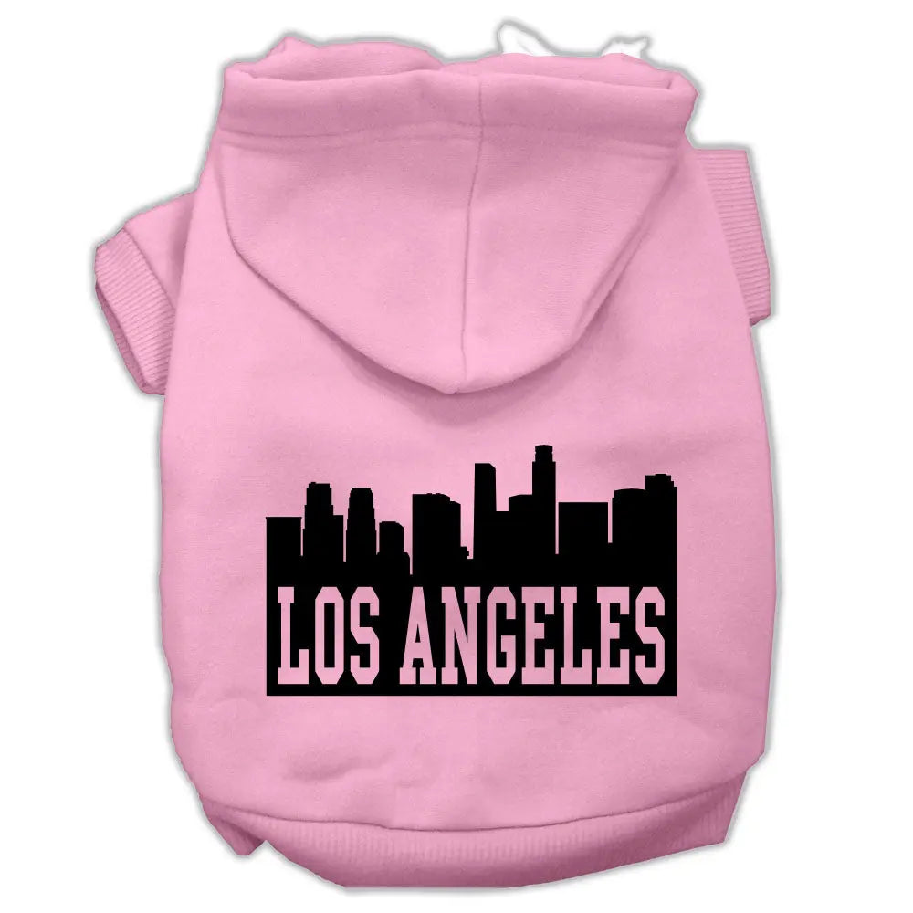 Los Angeles Skyline Screen Print Pet Hoodies Light Pink Size Xl Default Title