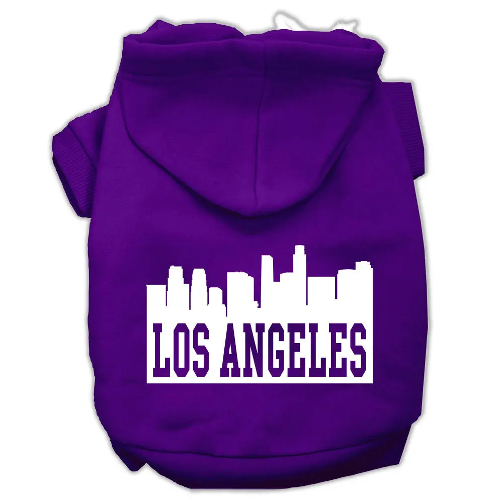 Los Angeles Skyline Screen Print Pet Hoodies Purple Size Lg Default Title