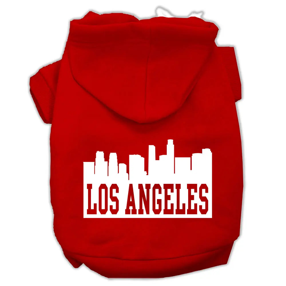 Los Angeles Skyline Screen Print Pet Hoodies Red Size Xxxl Default Title