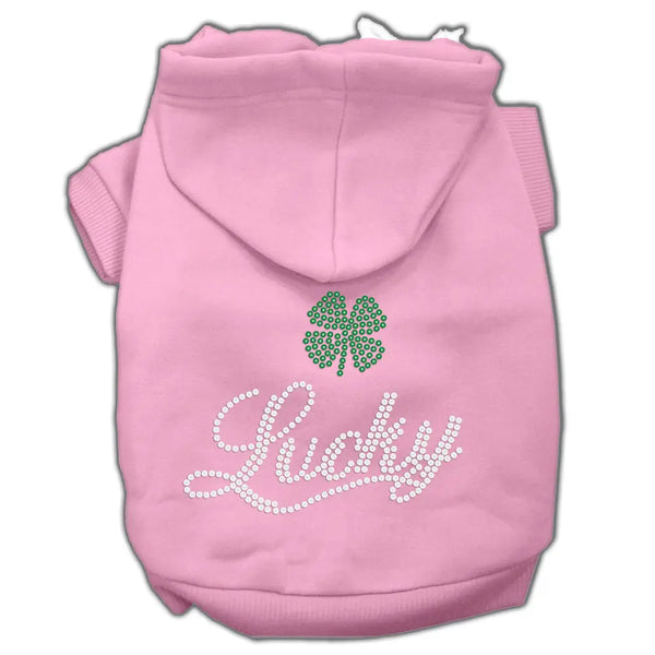 Lucky Rhinestone Hoodies Pink M Default Title