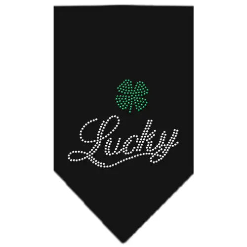 Lucky Script Rhinestone Bandana Black Small Default Title
