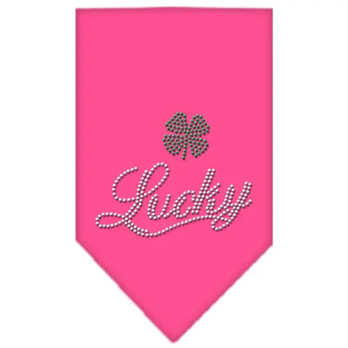 Lucky Script Rhinestone Bandana Bright Pink Small Default Title