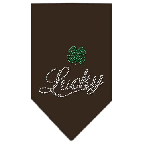 Lucky Script Rhinestone Bandana Cocoa Small Default Title